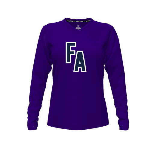 [FTLVCFPP-FYXS-LOGO2] Decker Comfort T-Shirt (Female Youth XS, Purple, V Neck, Logo 2, Long Sleeve)