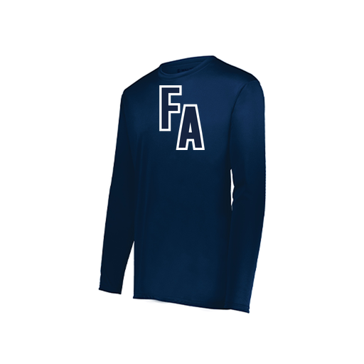 [222823.065.S-LOGO2] Youth LS Smooth Sport Shirt (Youth S, Navy, Logo 2)